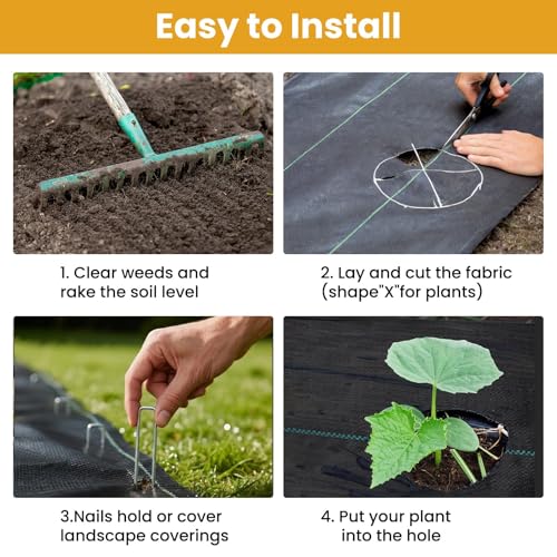 6FT x 300FT Weed Barrier Fabric, 3.2oz Landscape Fabric - size: 6x300FT