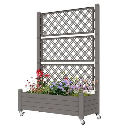 Elevated Raised Garden Bed with Wheels,Planter Box,Gray-61.2" h - color: Gray, size: 61.2"h