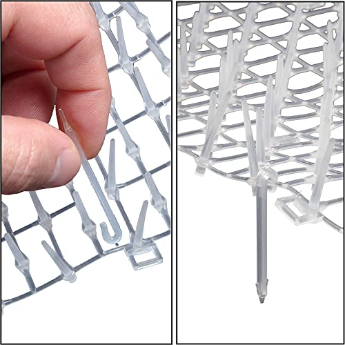 Cat Scat Mat Clear (14 ft.) with 10 Staples, Anti-cat Network with Spikes Digging Stopper - Cat Deterrent Mat for Indoor and Outdoor - size: 14 ft x 12 in