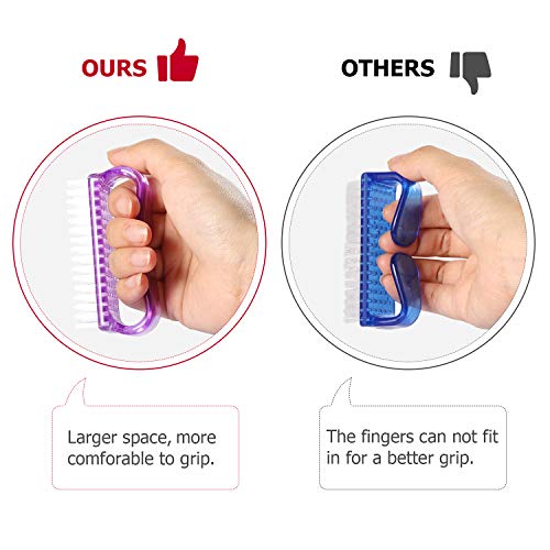 Larbois Handle Grip Nail Brush, Nail Brushes Hand Fingernail Brush Cleaner Scrubbing Kit Pedicure for Toes and Nails Men Women (4 Pack) - color: Orange