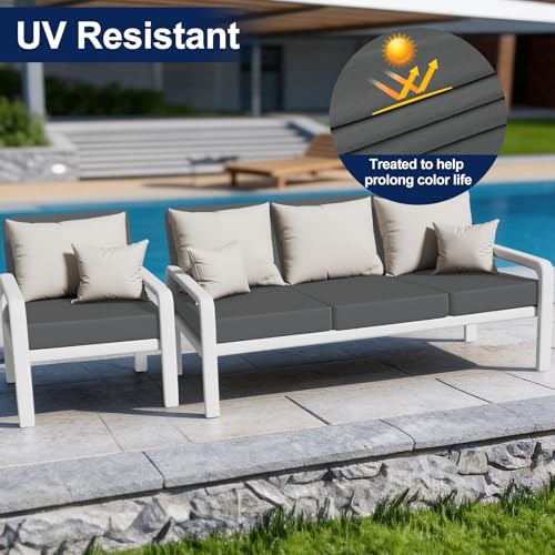 Smiry Waterproof Patio Cushion Covers, Stretch Outdoor Furniture Covers - color: Dark Grey, size: 4PCS