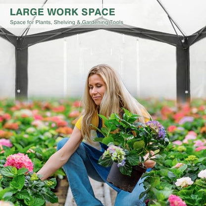 EAGLE PEAK 12x8 Walk in Pop Up Greenhouse, Support Pole, Gray/White - color: Gray/White, size: 12x8