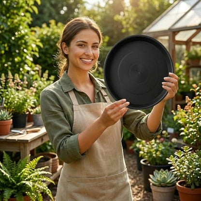 2 Pack Plant Saucer Tray, Water Catcher for Pots, Black, 10 Inch - size: 10Inch
