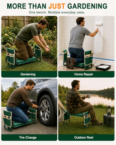 Garden Kneeler and Seat, 6-Level Height Adjustable for Seniors