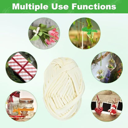 M METERXITY 1-Pack Garden Twine, 98 Feet Stretchy Gardening Tape for Climbing Plants/Tomatoes/Fruit Trees/Gardeners, Green Cloth Plant Ties [White] - color: White