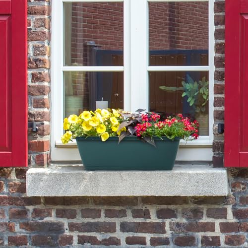 OYEAL Deck Railing Planter Boxes 4 Pack Hanging Planters for Outdoor Plants - color: Green & Black