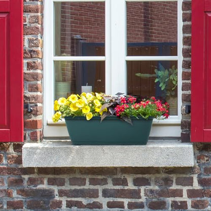 OYEAL Deck Railing Planter Boxes 4 Pack Hanging Planters for Outdoor Plants - color: Green & Black