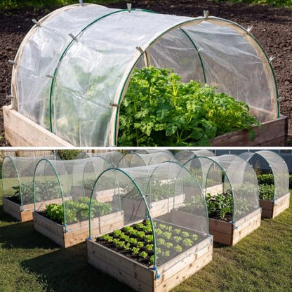 Garden Hoops for Raised Beds, 36 Pcs 17'' Greenhouse Garden Grow Tunnel Netting Hoops with 36 Gardening Clips for Netting Fiberglass Adjustable DIY Greenhouse Support Hoop for Outdoor Plant