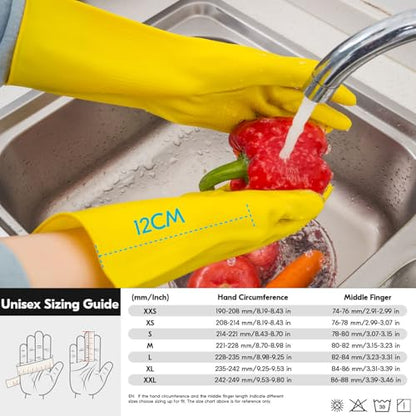 Vgo... Latex Reusable Household Gloves,Cleaning Gloves,Long Cuff (HH4601,L) - color: Yellow, size: Large
