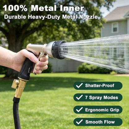 FANHAO Garden Hose Nozzle Heavy Duty, Metal Water Hose Sprayer, Leakproof - color: Black