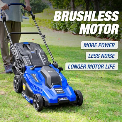 BILT HARD 40V Electric Cordless 17" Lawn Mower, 12" Trimmer & Leaf Blower Combo – 3x5.0Ah Batteries (2x20V), Dual Charger, 6-Position Cutting Height, 50L Bag