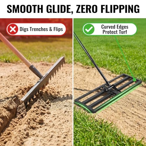Top Soil Lawn Leveling Rake ,Lawn Sand Flea Rake Leveling 30”x10” Heavy Duty Leveler,Sand Spreader,16-77" Adjustable, for Sand,Top Soil Dressing,Yard Landscape,Ground Soil, Dirt,Grass