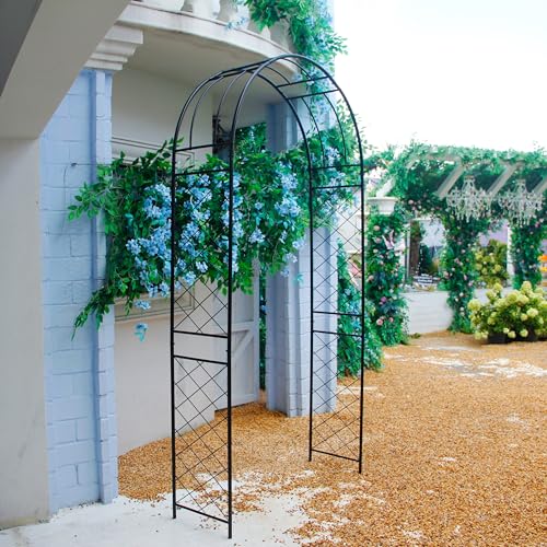 Metal Garden Arch Pergola Arbor 7.9 Ft H x 3.8 Ft W with Stakes - color: Black Arch-B