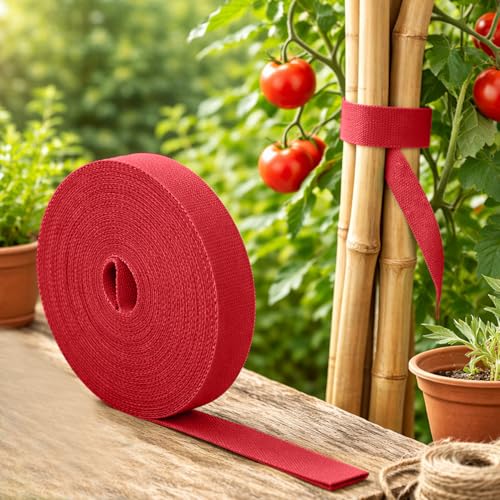 Colorful Nylon Plant Ties Multipurpose Strap Roll for Garden Cable Organizing, Adjustable Fastening Cord for Plants and DIY Projects - color: 3Pack red
