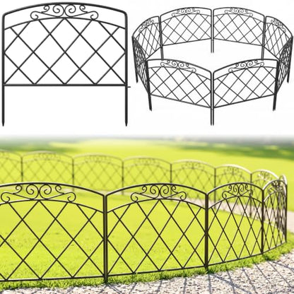 Thealyn 10ft x 24" Metal Decorative Garden Fence(5Pcs Set) - style: Stylish