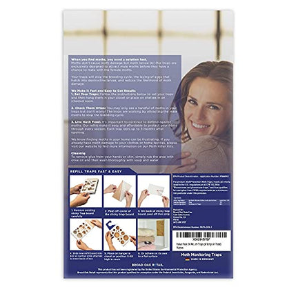 Powerful Clothes Moth Traps + Replacement Strips (9 Strips in Total) - Traps & Refills by MothPrevention - for Indoors, Home, Closets & Clothing