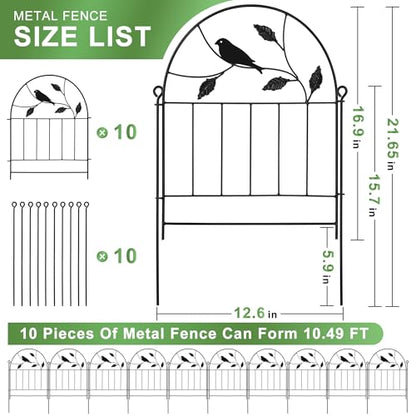 Decorative Garden Fence 10 Pack, 17in H x 10.5ft L Animal Barrier Fence