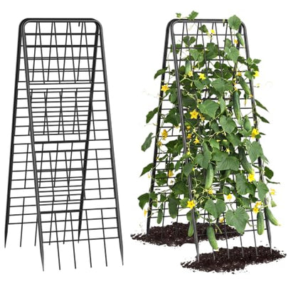 A-Frame Trellis for Climbing Plants Outdoor, 2 Pack Metal Garden Trellis