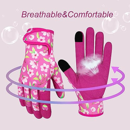 Leather Gardening Gloves for Women Garden Gloves Thorn Proof Heavy Duty Gloves Women Gardening Gift - color: Color D