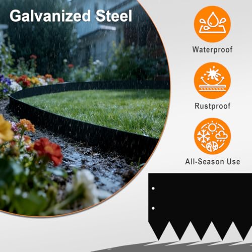 20ft. 40" L × 8" H Metal Landscape Edging, 6 Pack Garden Border - size: 8 Inch