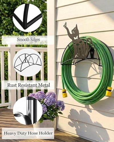 Cat Butterfly Garden Hose Holder Metal Wall Mount Heavy Duty Hanger125'5/8" - color: Funny Butterfly Cat