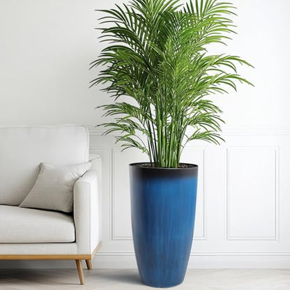 Autodaya 24" Large Tall Outdoor Planters Set of 2, Faux Ceramic Flower Pots - color: 24"h-gradient Cobalt Blue