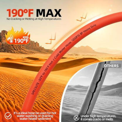 SPECILITE 5-layer 5/8" Hot/Cold Garden Water Hose 25ft, Burst 1200psi - size: 25FT