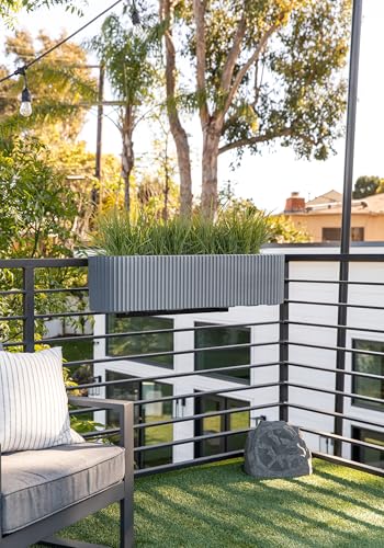Veradek Demi Series Railing Planter - Round Window Box with Bracket - color: Gray, size: 36 inch