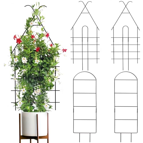 4 Pack 30" Trellis for Climbing Plants Outdoor, Rustproof Metal Support - color: Black - House, size: 4 pack