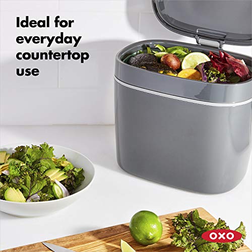 OXO Good Grips Easy-Clean Compost Bin, Charcoal, 6.62 L, 1.75 Gallon (Pack of 4) - color: Charcoal, size: 1.75 Gallon (Pack of 4)