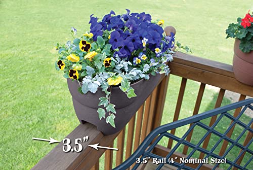 Emsco Group Bloomers Railing Planter with Drainage Holes- 24” W - Slate, Plastic - color: Slate, size: 24.3 × 10.5 × 9.5 inches