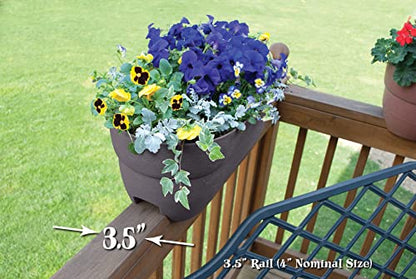 Emsco Group Bloomers Railing Planter with Drainage Holes- 24” W - Slate, Plastic - color: Slate, size: 24.3 × 10.5 × 9.5 inches