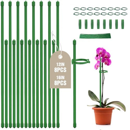 16 Pack 12 & 16 Inch Plant Support Stakes for Indoor & Garden