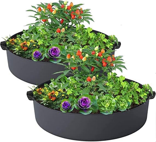 ZtohPyo 2-Pack 15 Gallon Grow Bags,Round Fabric Raised Garden Beds with 2 Handles,Durable Garden Planter Cloth Pots Container to Grow Vegetables for Outdoor Plants - size: 2-pack 15 Gallon