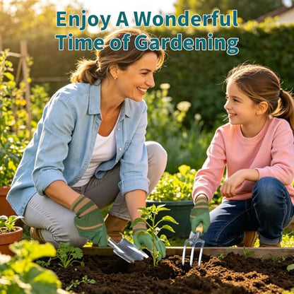 Green Garden Tool Set 4-Piece, Trowel, Fork, Pruning Shear&Gloves - color: green-4pcs
