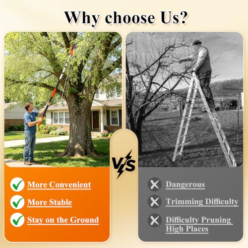 26FT Reach Manual Extendable Pole Saw Puner & Fruit Picker Kit