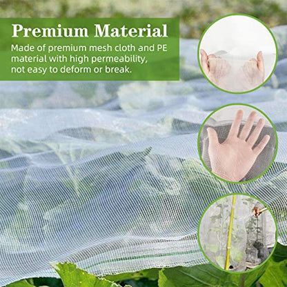 10 x 65FT Garden Mesh Netting, Ultra Fine Mesh Protection Netting Plant Covers Greenhouse Row Cover Raised Bed Screen Barrier Net for Vegetable Fruits Flowers Trees Crops, White - color: White, size: 10X65FT