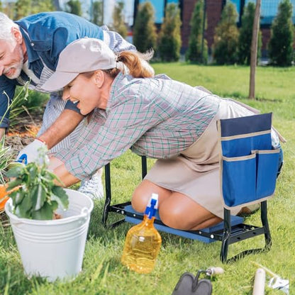 GIANTEX Garden Kneeler & Seat, Heavy-Duty Garden Bench, Blue with 1 Bag - color: Navy Blue, size: 23” x 11” x 19.5”