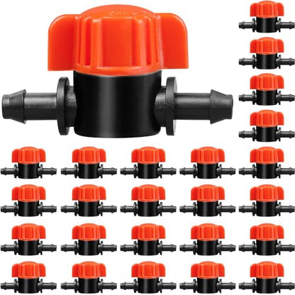 Gardrip 1/4" Drip Irrigation Valve - 25 Pack Shut Off Switch Fits 1/4 Inch Drip Tubing - Cut Off Valve for Garden Lawn Irrigation - color: Irrigation Valve-25P