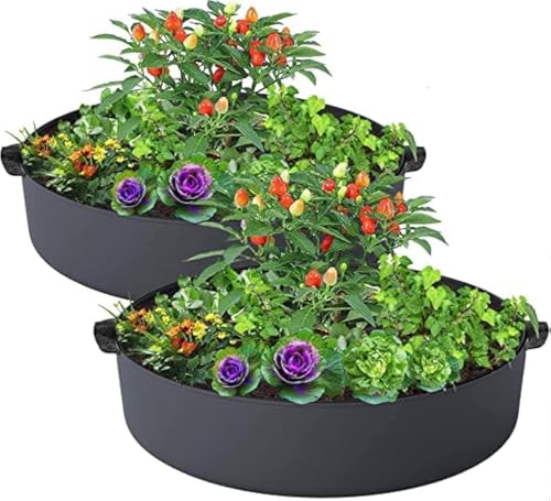 ZtohPyo 2-Pack 15 Gallon Grow Bags,Round Fabric Raised Garden Beds with 2 Handles,Durable Garden Planter Cloth Pots Container to Grow Vegetables for Outdoor Plants - size: 2-pack 15 Gallon