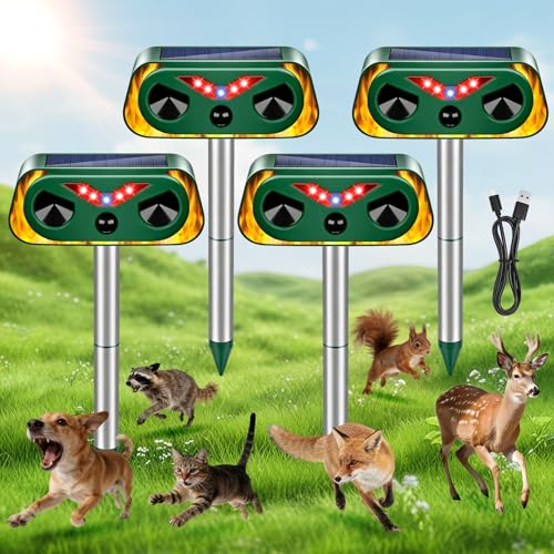 2026 Upgraded Ultrasonic Solar Animal Repellent Outdoor-4 Pack