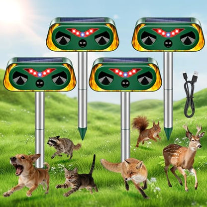 2026 Upgraded Ultrasonic Solar Animal Repellent Outdoor-4 Pack
