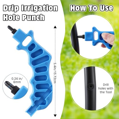 Feekoon Drip Irrigation Tool Kit, 50 Pcs Drip Tape Connectors, Drip Irrigation Tubing Hole Punch, Drip Tape Cutter,1/4 Barb Coupling Locking Fittings for 5/8 Drip Tape, Drip Tape Fittings