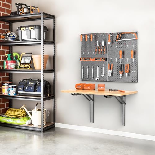 Ultrawall Heavy Duty Folding Workbench with Pegboard, Wall Mount Work Table - size: 32"x18" workbench