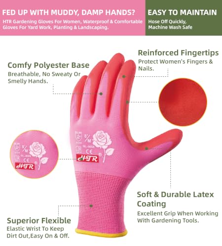 HTR Gardening Gloves For women, Garden Yard Work With Grip, Weeding, Small - size: Small