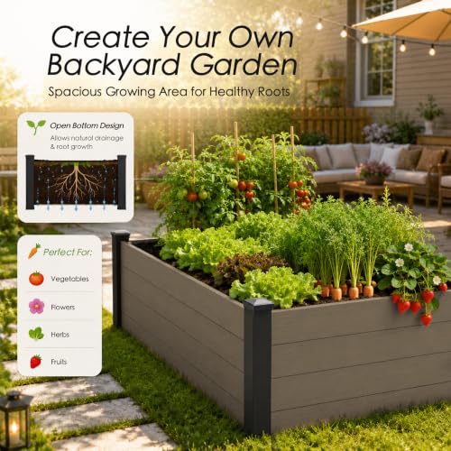 Kozyard 98.9" L x 18.4" W Raised Garden Bed Kit, Outdoor Planter Box - color: Taupe