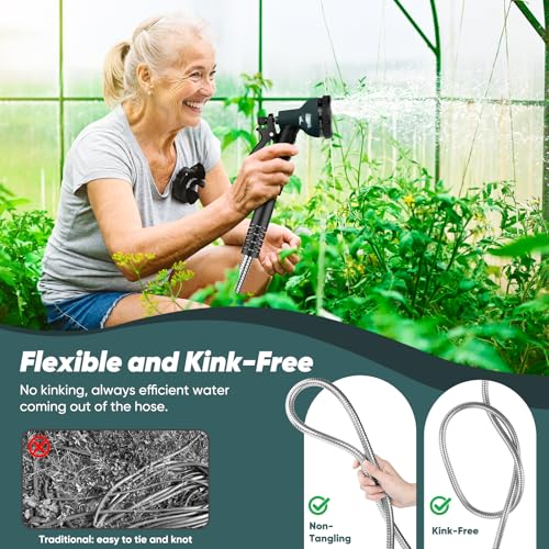 CXEZSIK Garden Hose metal 50ft Lightweight, Non-Expanding, Leak-Proof - color: Light Silver, size: 50FT