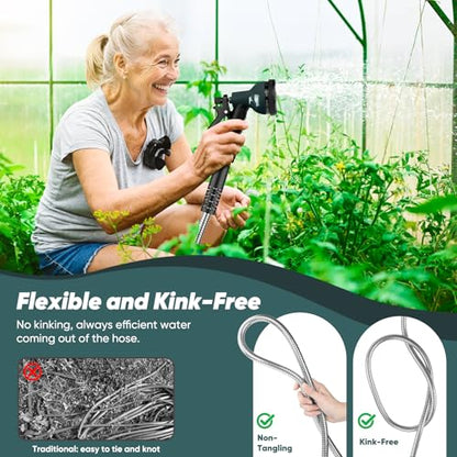 CXEZSIK Garden Hose metal 50ft Lightweight, Non-Expanding, Leak-Proof - color: Light Silver, size: 50FT