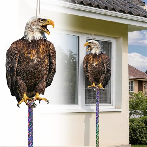 Fake Eagle to Keep Pigeon Woodpecker Away, 2 Pack Flat Cardboard Fake Eagle with Reflective Tape to Scare Animals Away for Outdoor Garden Balcony Window Patio Backyard - color: 2pcs-eagle