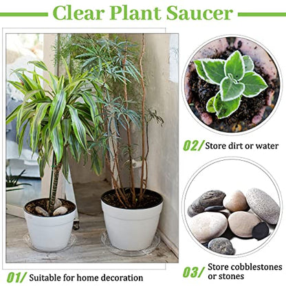 Shellwei 18 Pieces 16" 18" 20" Plant Saucers Clear Durable Plant Saucer Plastic Plants Saucers for Indoors Outdoors Clear Flower Pot Drip Trays Plants Garden Pot Saucer Trays - size: 16 Inch, 18 Inch, 20 Inch
